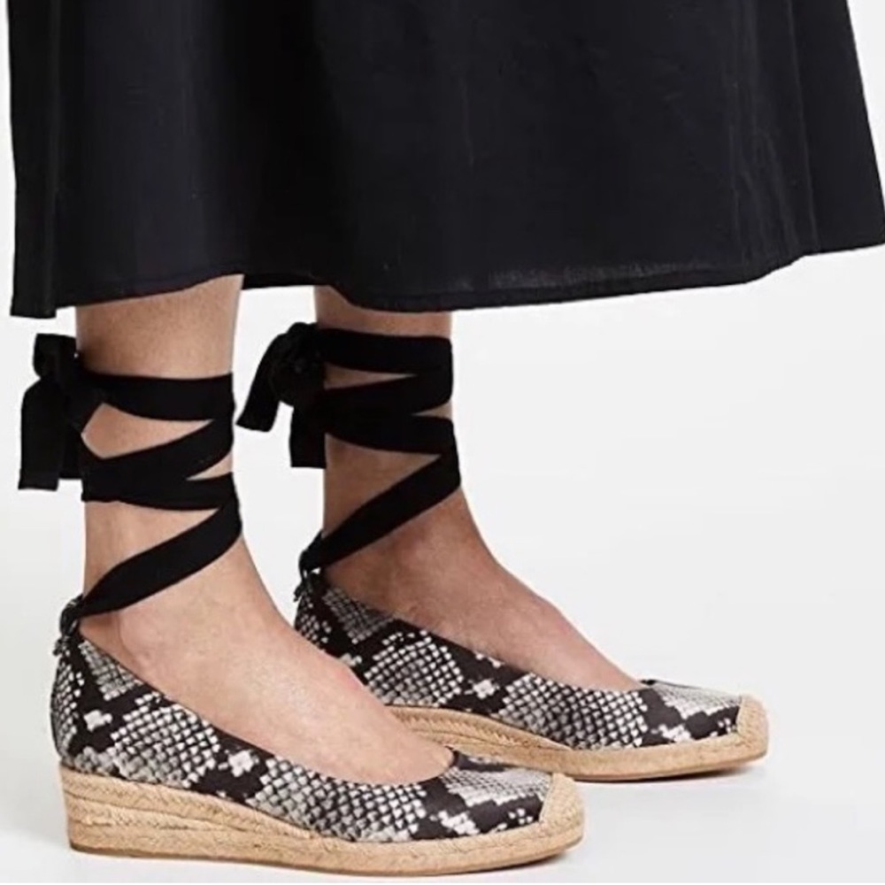 tory burch women’s heather ankle wrap wedge espadrille wedge sandals size 6.5